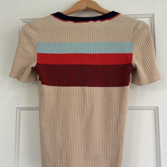Tory Burch Plaited Rib Short Sleeve Top Medium - Picture 8 of 12